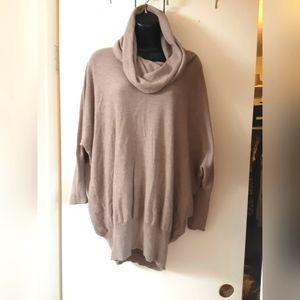 Tan Cowl Neck Sweater With Dolman Sleeves